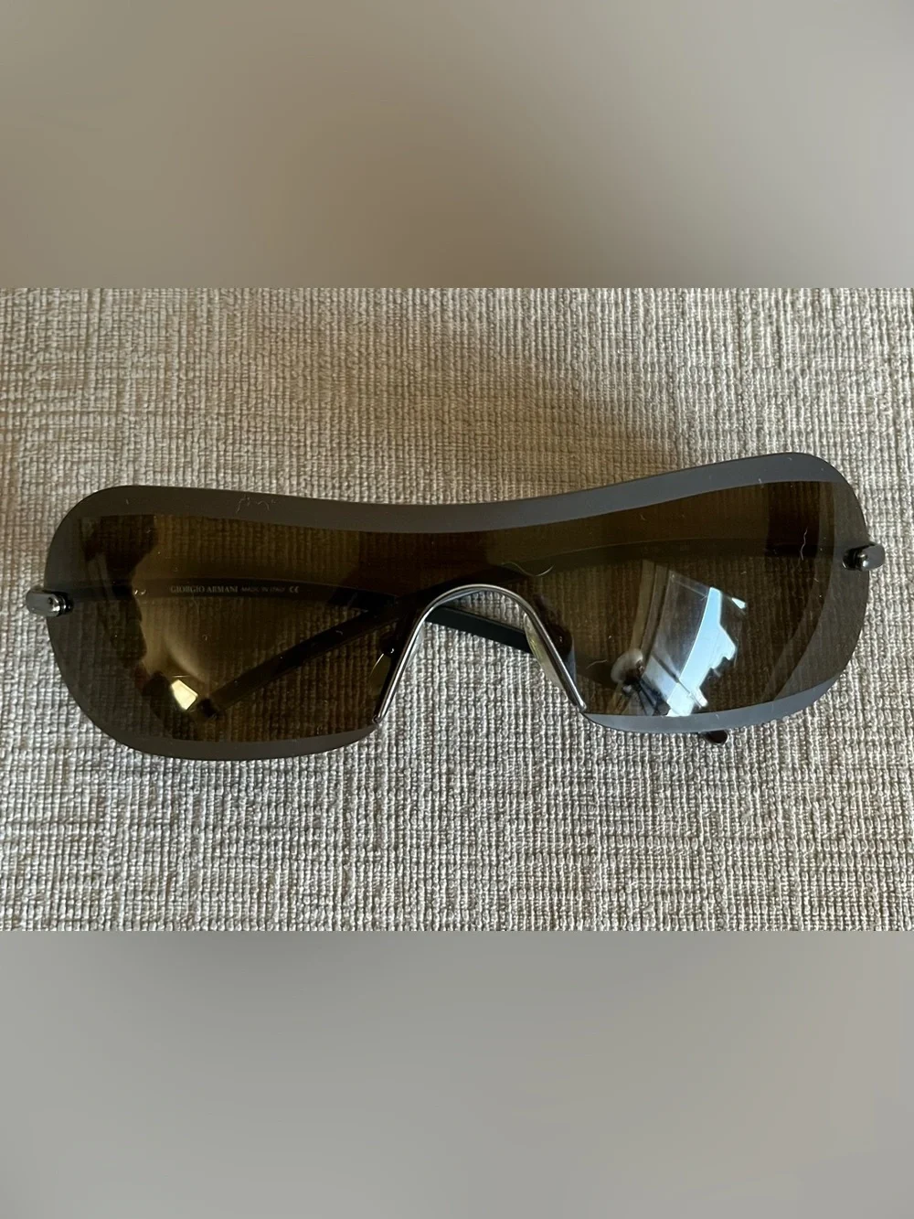 Giorgio Armani Vintage Rimless Shield Sunglasses Y2K Made In Italy